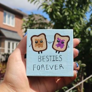 Handmade 3x3inch Mini Canvas, free wood easel